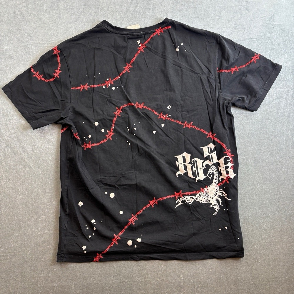 Smoke Rise Graphic T Shirt Black Y2K Barbed Wire Tee Men's Large - Picture 6 of 14